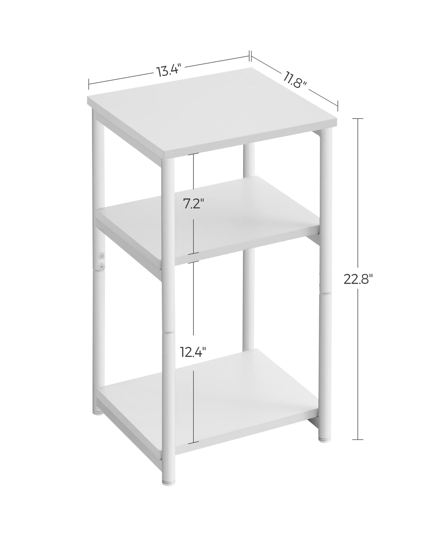 VASAGLE Side Table, Small End Table, Tall Nightstand for Living Room, Bedroom, Office, Bathroom, White ULET273W14