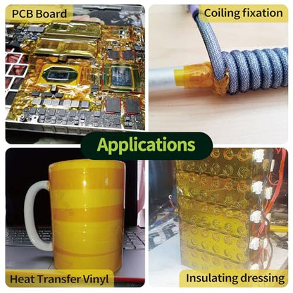 SOTER High Temperature Tape, Heat Resistant/Transfer Tape, Heat Sublimation Press Tape, for Masking, Soldering, Electrical, 3D Printer Application, CPU, PCB, No Residue. 10mm*33m (36Yd)，2Roll - WoodArtSupply