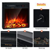 Tangkula 18 Inch Recessed Electric Fireplace Insert, 1500W Freestanding Fireplace Stove Heater W/Adjustable Flame Effect & Temperature, Built-in Thermostat, Timing Function, Remote Control Tangkula