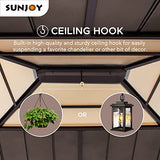 Sunjoy Hardtop Gazebo 13 x 15 ft. Upgrade Cedar Framed Wood Gazebo with Brown Steel and Polycarbonate Hip Roof Hardtop for Garden, Backyard Shade, Brown Roof + Natural Wood Frame Sunjoy