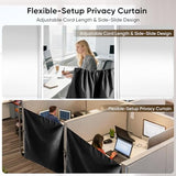 YUCOBE 72" x 66" Cubicle Curtain for Office Privacy Curtains for Room Divider Door, Desk Shade for Cubicle to Block Ligh, Temporary Door for a Room Privacy, 1Pcs with 4 Hook, Black YUCOBE