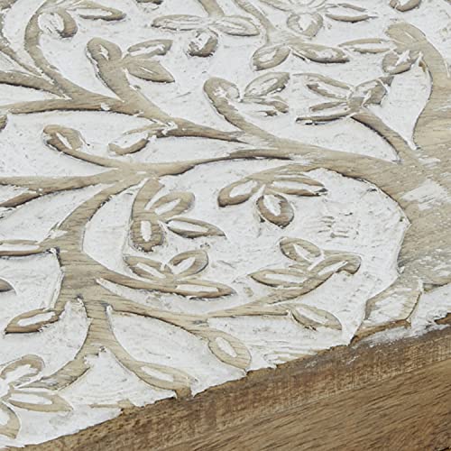 Deco 79 Mango Wood Floral Decorative Box Decorative Keepsake Boxes with Hinged Lid, Set of 3 Storage Boxes 8", 10", 12"W, Brown Deco 79