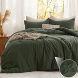 Bedsure Queen Comforter Set Olive Green, Soft Prewashed Queen Size Bedding, Quilted Comforter with Clover Design, Down Alternative Comforter for All Seasons, 3 Pieces Bed Set with 2 Pillow Shams Bedsure
