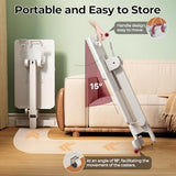 JYLH JOYSEEKER Foldable Mobile Standing Desk, 27 Inch Small Rolling Laptop Cart Height Adjustment, 90° Tiltable Bedside Table, No Assembly Needed Portable Computer Workstation, White JYLH JOYSEEKER