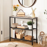 HOOBRO 29.5" Narrow Console Table, 3-Tier Entryway Table, Thin Sofa Table with Shelves, Side Table, Display Table, for Hallway, Entrance, Living Room, Bedroom, Greige and Black BG73XG01 HOOBRO