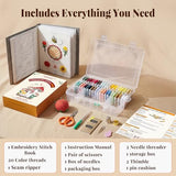 CYANFOUR 2026 New Embroidery Stitch Book Kit for Adults Beginners, Cross Stitch Kit with Step-by-Step Guide and Video, Threads and Needles, Portable Crafts Gift for Adults