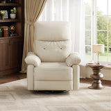 Power Recliner Chair, 270° Swivel Rocking Glider with USB Charging Port, PU Leather Upholstered Fabric and Button Tufted Backrest, Ergonomic Nursery Chair for Living Room (Cream)