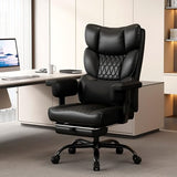 Misolant Big and Tall Office Chair with Footrest, High Back Executive Desk Chair with Adjustable Lift Armrest, 155°Recline，Lumbar Support Pillow, Faux Leather Gaming Chairs for Home or Office Black Misolant