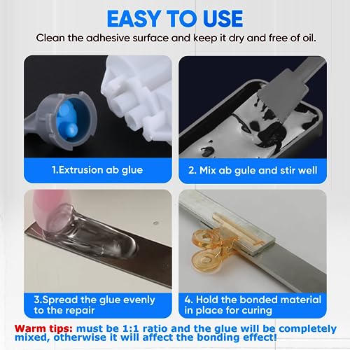 Clear 2 Part Epoxy Glue ClearWeld Waterproof Plastic Weld Adhesive to Metal, Plastics, PVC, Wood, Concrete, Ceramic, Fiberglass Surface Repair, Fishing rods, Wood Furniture, Automotive, DIY ( - WoodArtSupply