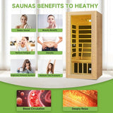 Real Relax Far Infrared Sauna for Home, 1 Person Indoor Home Sauna Low Emf, Canadian Hemlock Wooden Dry Saunas Room with Bluetooth Speakers, 9-Color Light Therapy, 1574w/110v for Personal Spa Real Relax
