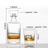 Square 25Oz Whiskey Liquor Decanter Set With 2 Glasses in Box,Decanter Set for Scotch Liquor,Whiskey Wine Decanter Suit for Men and Women Father Coworkers Lovers QUEEN&STONE LEAD FREE