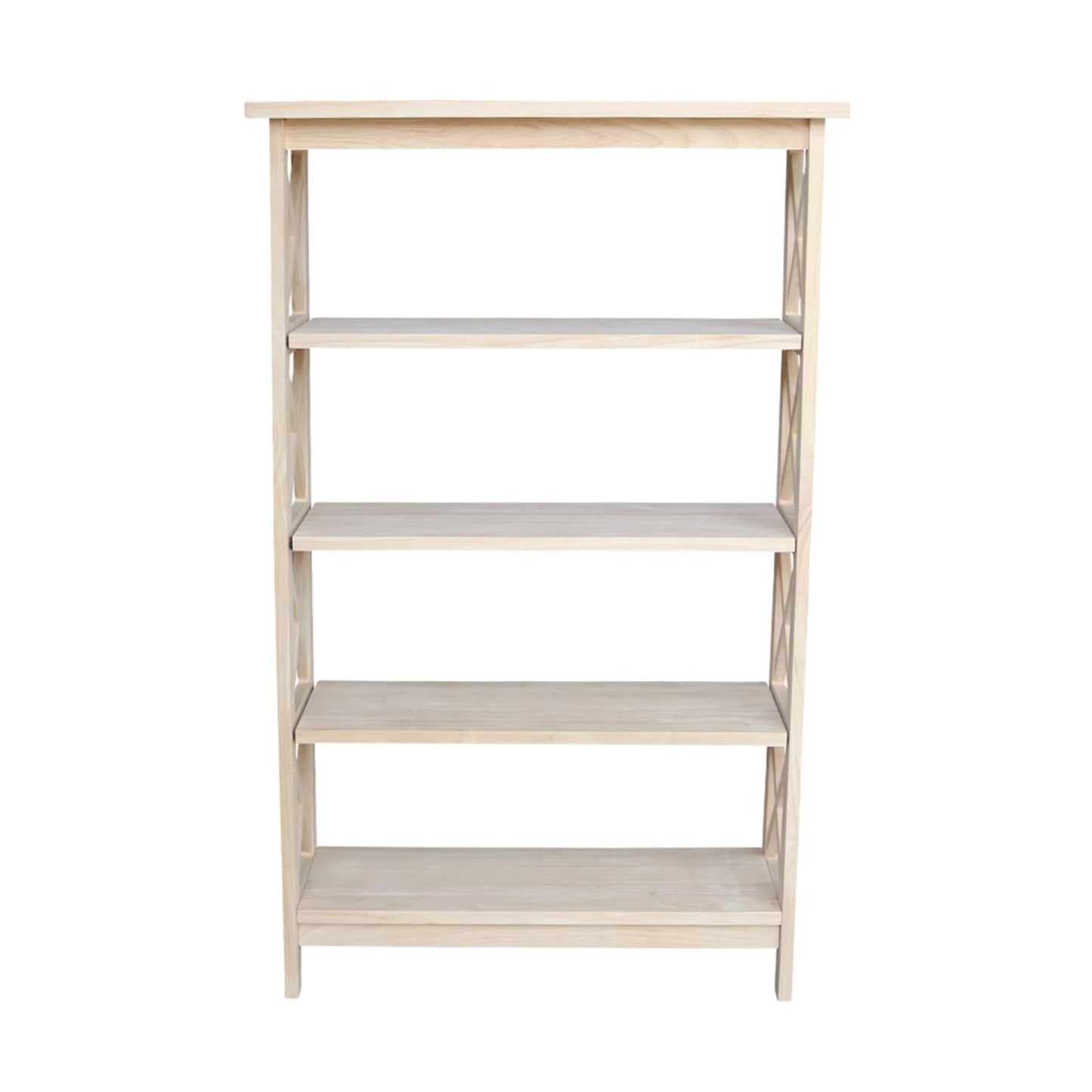 International Concepts 4-Tier X-Sided Bookcase, Unfinished - WoodArtSupply