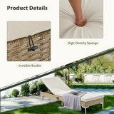 HOMREST Outdoor Chaise Lounge Chair Set of 2, Patio Wicker Lounge Chairs with Adjustable Backrest, Rattan Pool Sunbathing Chaiser with Removable Cushion (Khaki)