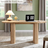T4TREAM 63" Fluted Oval Dining Table for 4-6, Mid-Century Modern Kitchen Table with Thickened Edge & Strip Pedestal Base, Wood Luxury Table for Dining Room/Kitchen/Home Office,Natural Oak(Table Only) T4TREAM