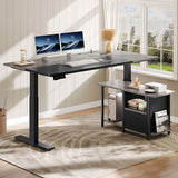 YITAHOME L Shaped Standing Desk with Power Outlets, 70.1" Electric Standing Desk Adjustable Height Sit Stand Corner Standing Desks Executive Desk with Drawers & Shelves, Grey + Black YITAHOME
