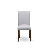 East West Furniture ABP8T05 Abbott Parson Chairs - Grey Linen Fabric Padded Dining Chairs, Set of 2, Walnut East West Furniture