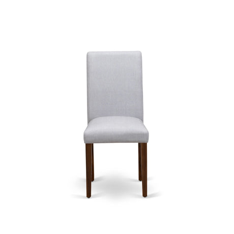 East West Furniture ABP8T05 Abbott Parson Chairs - Grey Linen Fabric Padded Dining Chairs, Set of 2, Walnut East West Furniture