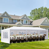 10'x30' Party Tent Outdoor Wedding Event Tents with 5 Removable Sidewalls, Heavy Duty Gazebo, Large Canopy Waterproof for Parties Patio Birthday Christmas White Gainvieyee