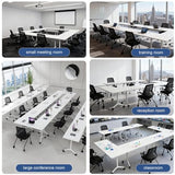 Usosidam Office Folding Conference Room Table,6 Pack Portable Mobile Conference Table with Large Wheels Foldable Modular Training Tables for Classroom Meetings Boardroom Events White55.2，6 Usosidam