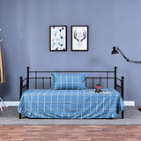 HOMERECOMMEND Metal Daybed Frame Twin Metal Slats Platform Base Box Spring Replacement Bed Sofa for Living Room Guest Room (Twin, Black) HOMERECOMMEND