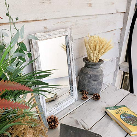 AAZZKANG Wood Mirror with Frame Rustic Wall Mirror Rectangle Decorative Farmhouse Bedroom Bathroom Hanging Mirror Home Wall Decor AAZZKANG