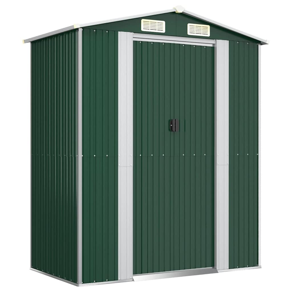 vidaXL Galvanized Steel Garden Shed - Durable Outdoor Storage for Garden Tools and Equipment - Easy Access Gate in Green 75.6"x42.5"x87.8" vidaXL