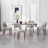 VKNOW Wooden Dining Chairs Set of 4, Modern Fabric Upholstered Dining Room Chair Kitchen Chairs, Farmhouse Dinner Chair for Kitchen Dining Room, Grey VKNOW