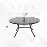 Nixtopia 7 Piece 58" Extra Large Round Patio Dining Table and Swivel Chairs Set with 6 Piece Yellow Sling Armrest Swivel Dining Chairs for 6 Person Nixtopia