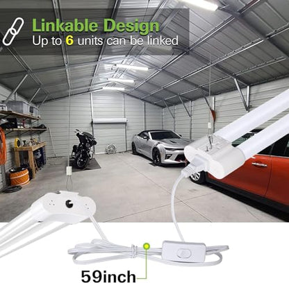 6 Pack 4FT Linkable LED Shop Light, Utility Shop Light Fixture, 4400lm, 42W [250W Equivalent], 5000K Daylight Shop Lights for Garage, Hanging or Surface Mount, with Power Cord, ETL,White - WoodArtSupply