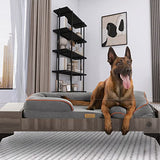 TailZzz Wooden Dog Bed with Mattress, Large to Extra Large Water-Resistant Elevated Pet Bed, Wooden Pet Bed with Storage, Greenguard Gold Certified, Machine Washable, Smokey Grey, Wyatt TailZzz