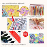 HKLIOPU Stamped Cross Stitch Kits - Love Tree Embroidery Starter Kit for Adult Beginners, 11CT Needlepoint Cross-Stitch Patterns Dimensions Kit Arts and Crafts 13.8X 13.8 inch