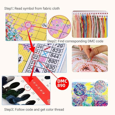 HKLIOPU Stamped Cross Stitch Kits - Love Tree Embroidery Starter Kit for Adult Beginners, 11CT Needlepoint Cross-Stitch Patterns Dimensions Kit Arts and Crafts 13.8X 13.8 inch HKLIOPU