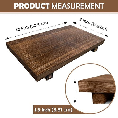 Lyfe Simple Wood Riser for Decor - Rustic Pedestal Stand - Handmade Small Wood Tray - Soap Tray for Kitchen Sink, Dish Soap Tray, Wood Tray for Bathroom, Wooden Stand for Display (Brown, 12 x 7 Inch)