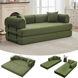 IDEALHOUSE 4 in 1 Convertible Sleeper Sofa Bed Couch, 79 Inch Boneless Corduroy Floor Couch with Pillows, No Assembly, Modern Deep Seat Sofa Futon Mattress for Living Room,Apartment,Green IDEALHOUSE