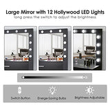 Titoni Vanity Desk, Makeup Vanity Desk Storage with Mirror, Lights for Bedroom (Black) Titoni