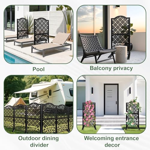 Metal Privacy Screen Outdoor 40"×20" Freestanding Decorative Privacy Panels for Balcony Garden or Backyard Outdoor Room Divider for Patio XOCUWU
