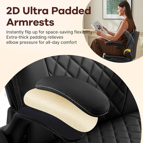AreShark Cross Legged Office Chair: ADHD Criss Cross Desk Chair with Wheels & Stretchable Rotating Footrest - Height Adjustable Wide Yoga Kneeling Meditation Chair with Flip-up Armrests Back Support AreShark
