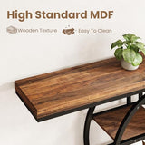 55" Industrial Narrow Entryway Table with 5-Tier Storage - Heavy-Duty o-Shaped Metal Frame Console Table for Hallway, Living Room & Couch Behind, Space-Saving Long Entrance Table for Small Spaces IDEALHOUSE