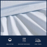 Nautica - Twin XL Sheet Set, Cotton Percale Bedding Set, Crisp & Cool, Lightweight & Breathable (Penny Pinstripe Blue, Twin XL) Nautica
