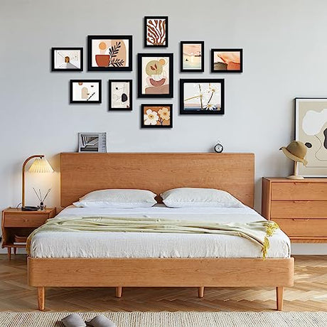 4x6 Picture Frame Set of 5, Wood Photo Frames for 4x6 Pictures Wall Gallery Black 4x6 Frames Tabletop or Wall Mount Display for Prints, Photos, Paintings, Landscape and Kids Artwork (Black) HappyHapi