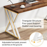 Tribesigns Modern Walnut/White 55" Heavy Duty Computer Desk, Study & Work Desk, 23.6"D x 55.1"W x 29.5"H, Z-Shaped Metal Legs, 330 lbs Capacity Tribesigns