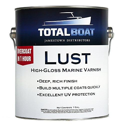 TotalBoat-486490 Lust Marine Varnish, High Gloss and Matte Finish for Wood, Boats, Outdoor Furniture (High Gloss, Gallon) TotalBoat