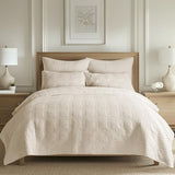 Levtex Home Cloud Waffle King/Cal King Quilt Set (106x92in) and 2 Pillow Shams (36x20) - Box Quilted Waffle Texture - Undyed Cream - Cotton King Size Quilt Bedding Set - Lightweight Soft Pre-Washed Levtex Home