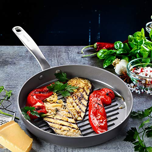GreenPan Chatham Hard Anodized Healthy Ceramic Nonstick, 11" Grill Pan, PFAS-Free, Dishwasher Safe, Oven Safe, Gray GreenPan