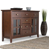 SIMPLIHOME Artisan Solid Pine Wood 54 inch Contemporary Sideboard Buffet Credenza in Russet Brown features 2 Doors, 6 Drawers and 2 Cabinets with Large storage spaces SIMPLIHOME