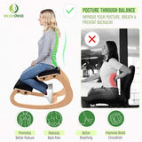 Ecordesk Ergonomic Kneeling Chair, Adjustable Seat - Office Chair for Desk, Posture Corrector, Premium Comfort Cushion, Wooden Rocking Knee Chair (Black) Ecordesk
