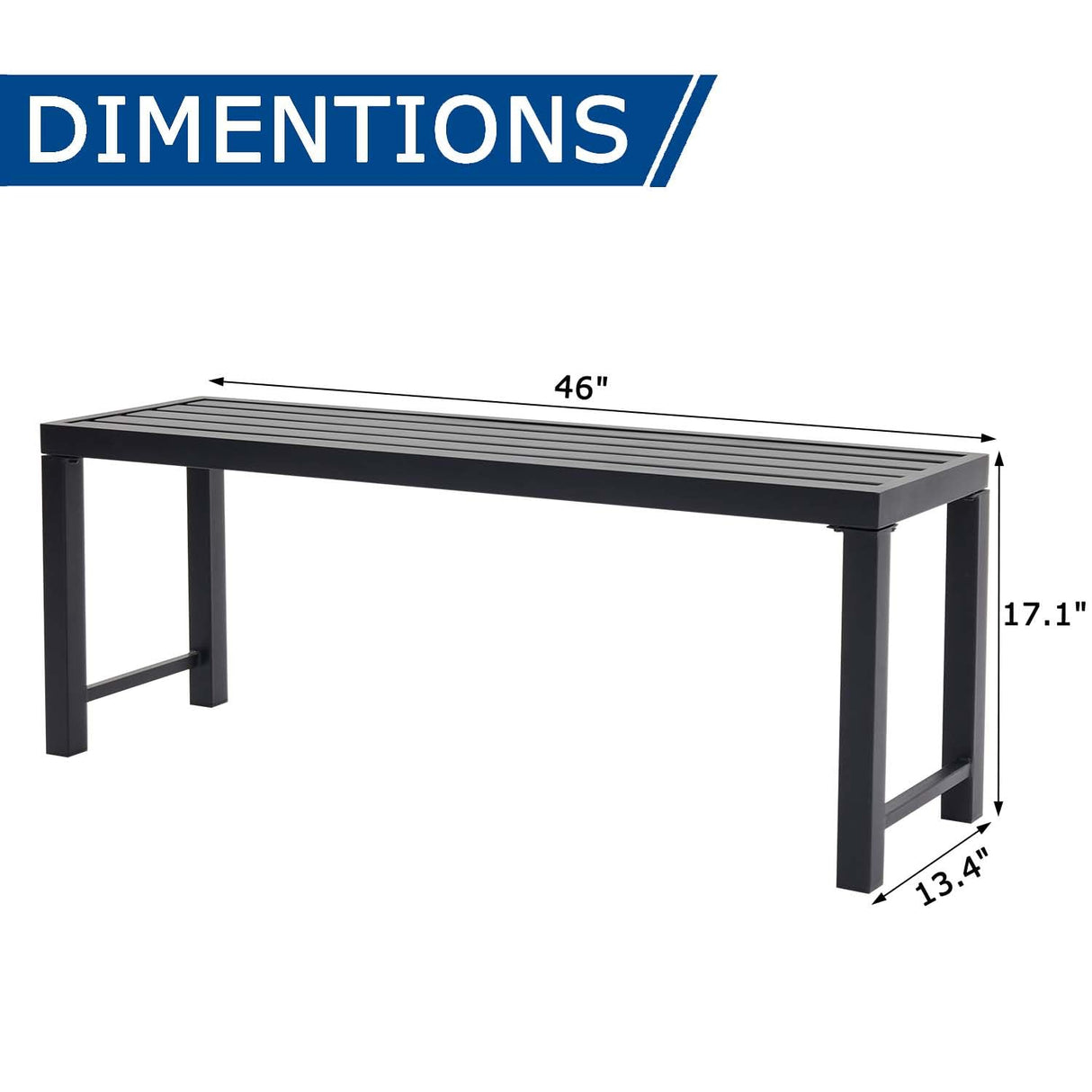 Black Outdoor Backless Bench for Garden, Set of 2, Metal Outdoor Bench Weatherproof, Patio Benches for Outdoors, Benches Seat for Backyard, Porch, Plant Stand and Holder Stabrech