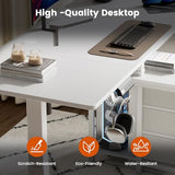 REAHOME Electric Standing Desk with Drawers, 55 x 24 Inches Height Adjustable Sit Stand Desk with Storage, 3 Memory Preset Home Office Computer Desk, Printer Cabinet, 2 Hooks, Cable Management, White REAHOME