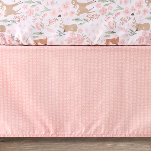 The Peanutshell 3 Piece Baby Crib Bedding Set for Girls - Newborn, Infant & Toddler Nursery Bed Set Decor with Fitted Crib Sheet, Dust Ruffle Comforter - Fairytale Forest The Peanutshell