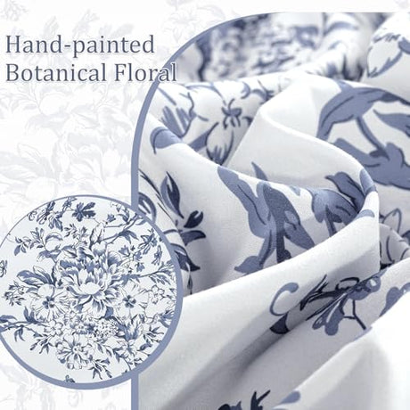 WONGS BEDDING Blue Floral Comforter Set Queen Size, 8 Pieces Flower Botanical Bed in a Bag Bedding Set, Soft Microfiber Comforter, Sheets, Pillowcases & Shams (90"x90") WONGS BEDDING
